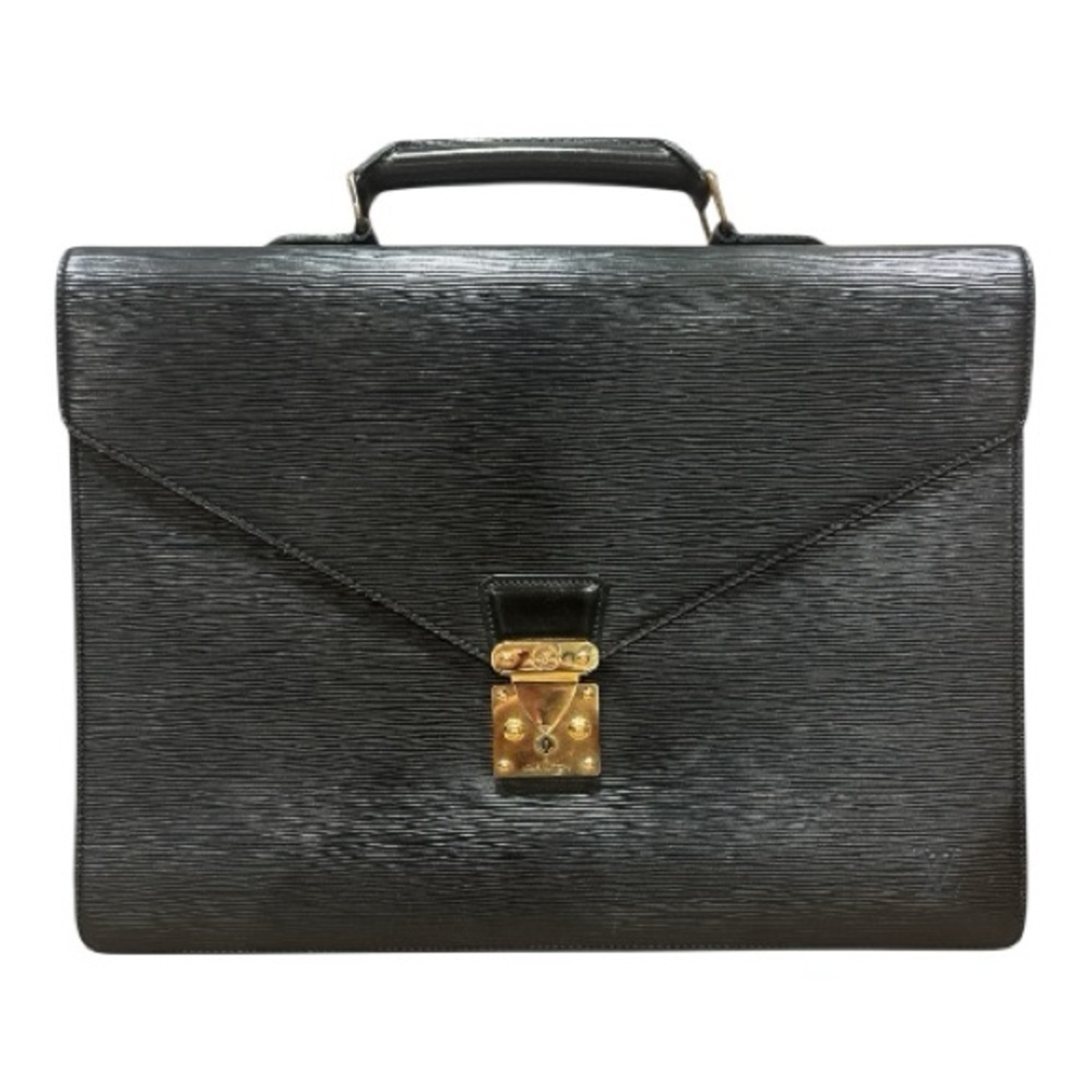 Louis Vuitton Black Epi Serviette Briefcase w/ Lock & Keys - Picture 2 of 10